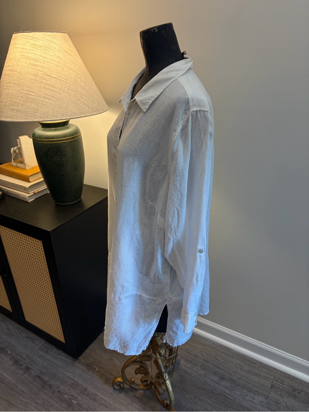 Tahari Coastal Old Money 100% Linen White Shirt Dress Tunic Size 2X Beach - Picture 4 of 15